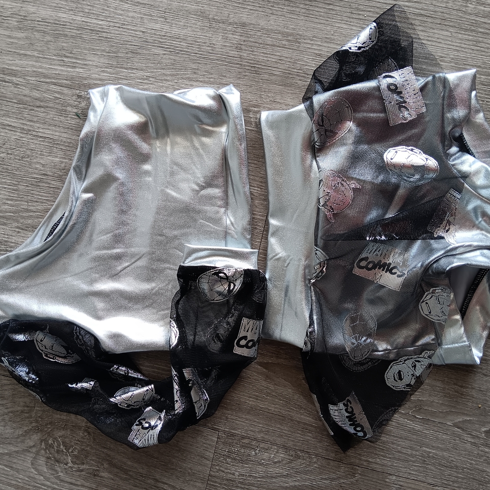 Silver and Black Graphic Top